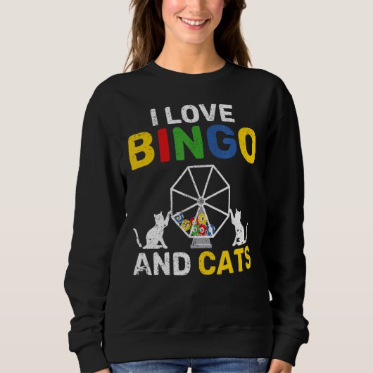 Sweatshirt Lotto Jeu Chat Propriétaire Animaux Chat Bingo Lin (Devant)