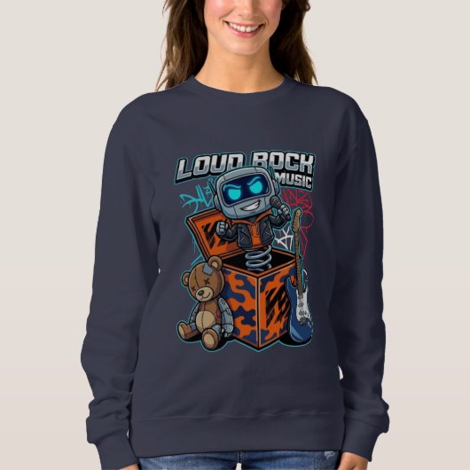 Sweatshirt Loud Rock Music Robot (Devant)