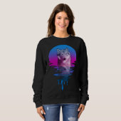 Sweatshirt Loup de coucher de soleil rétro vintage (Devant entier)