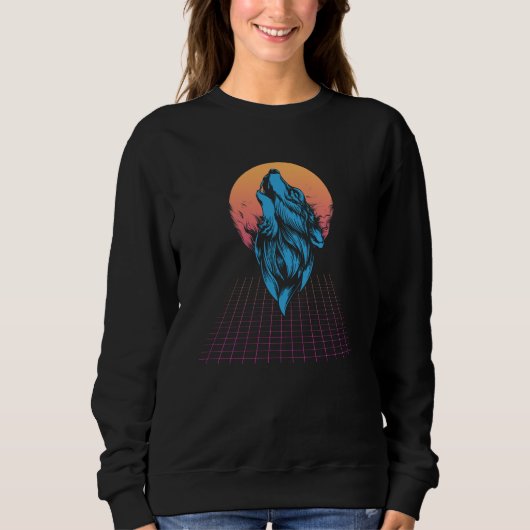 Sweatshirt Loup du Japon Vaporwave (Devant)