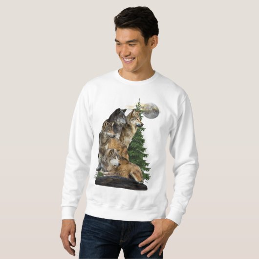Sweatshirt Loup et lune (Devant entier)
