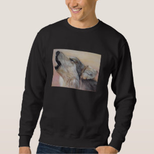 Sweatshirt loup gris hurler peinture de la faune art réaliste