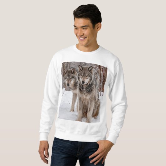 Sweatshirt Loup gris-oriental  (Devant entier)