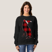 Sweatshirt Loup rouge Plaid Santa Hat Noël Pyjama Wolf Lov (Devant entier)
