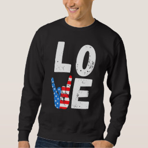 Sweatshirt Love 4 juillet Drapeau Américain de la Paix Pannea