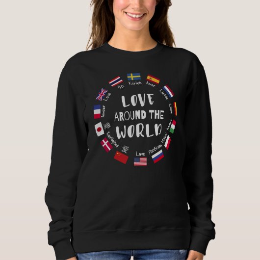 Sweatshirt Love Around the World Languages  (Devant)