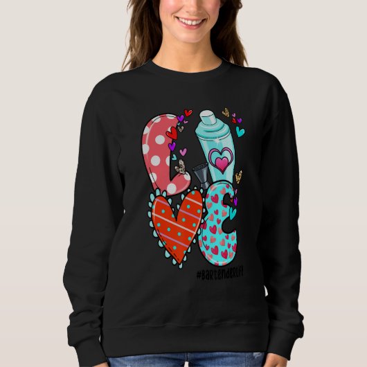 Sweatshirt LOVE Bartender Life Leopard Heart Valentine's Day (Devant)