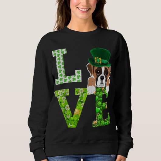 Sweatshirt Love Boxer St. Patrick's Day Amoureux de chien drô (Devant)