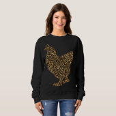 Sweatshirt LOVE Chicken Leopard Print Vint (Devant entier)