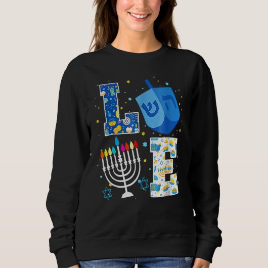 Sweatshirt LOVE Cute Hanukkah Decorations Dreidel Menorah Cha (Devant)