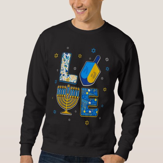 Sweatshirt Love Cute Hanukkah Decorations Dreidel Menorah Cha (Devant)