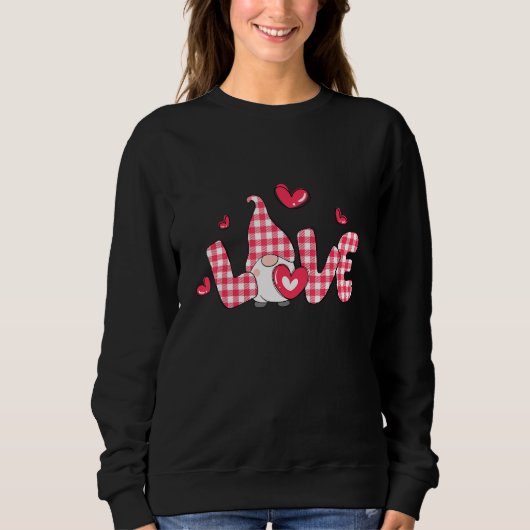 Sweatshirt Love Gnome Buffalo Plaid Valentine Day Matching Co (Devant)