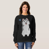 Sweatshirt Love Grey Pomsky Pomeranian Husky (Devant entier)