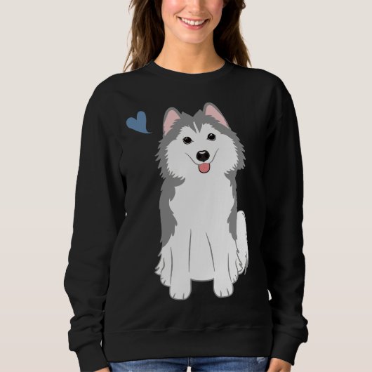 Sweatshirt Love Grey Pomsky Pomeranian Husky (Devant)