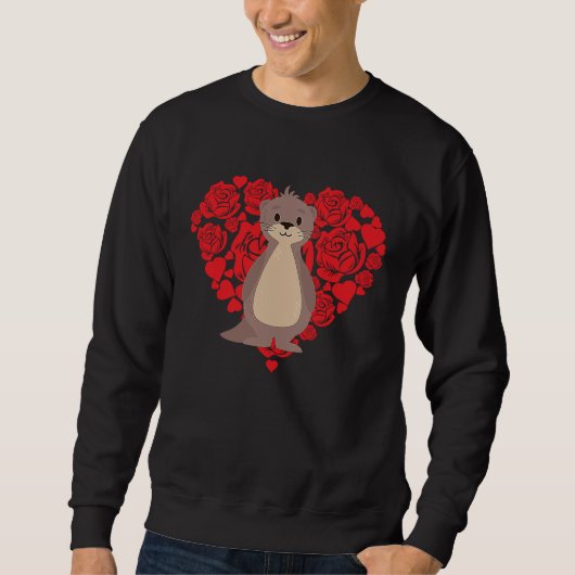 Sweatshirt Love Heart Valentine's Day Roses Sea Otter Boys Ki (Devant)