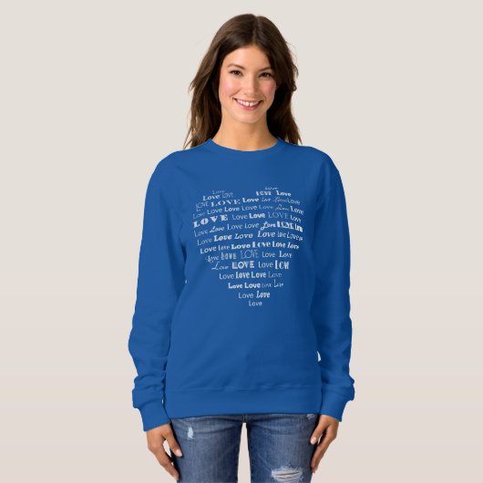 Sweatshirt Love Heart Word Cloud - Blanc en polices mixtes (Devant entier)