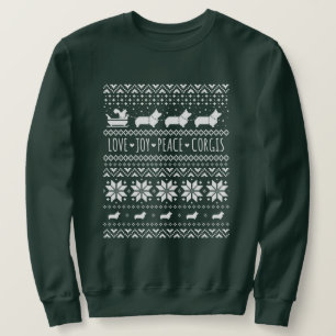 Sweatshirt Love Joy Peace Corgis Festive Noël