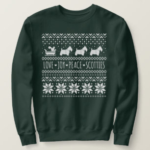 Sweatshirt Love Joy Peace Scotties Christmas Holiday Dogs