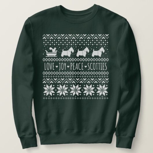 Sweatshirt Love Joy Peace Scotties Christmas Holiday Dogs (Design devant)