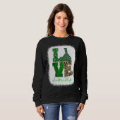 Sweatshirt Love Lab Tech Life Shamrocks Leopard Happy St Part (Devant entier)