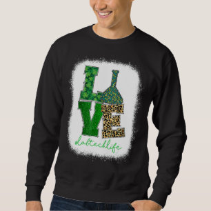 Sweatshirt Love Lab Tech Life Shamrocks Leopard Happy St Part