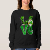 Sweatshirt Love Leopard Jour de la St Patrick Gnomes tenant S (Devant)
