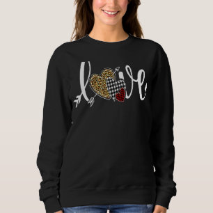 Sweatshirt Love Leopard Plaid Red Hearts Valentines Day Pour 