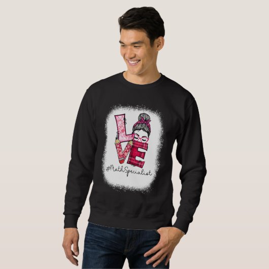 Sweatshirt Love Messy Bun Math Specialist Valentine's Day Mat (Devant entier)