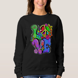 Sweatshirt Love Peace Freedom 60s les années 70 Tie Dye Vinta