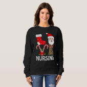 Sweatshirt Love Père Noël Nursing Stethoscope Leopard Christm (Devant entier)