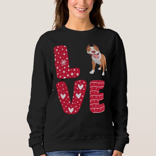 Sweatshirt Love Pitbull Valentines (Devant)
