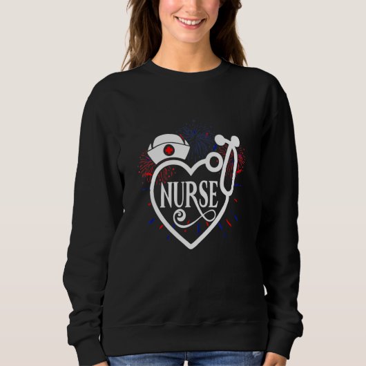 Sweatshirt Love Scrub Life Nurse 4 juillet American Flag Pa (Devant)
