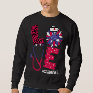 Sweatshirt Love Scrub Life Nurse 4 juillet Usa Drapeau Patrio