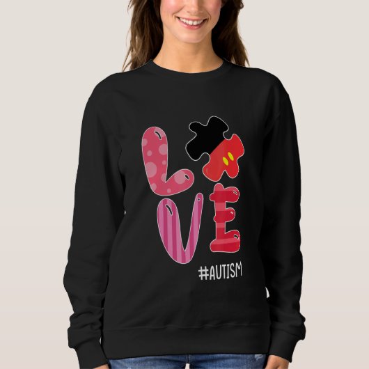 Sweatshirt Love Sensibilisation sur l'autisme Puzzle Ribbon T (Devant)