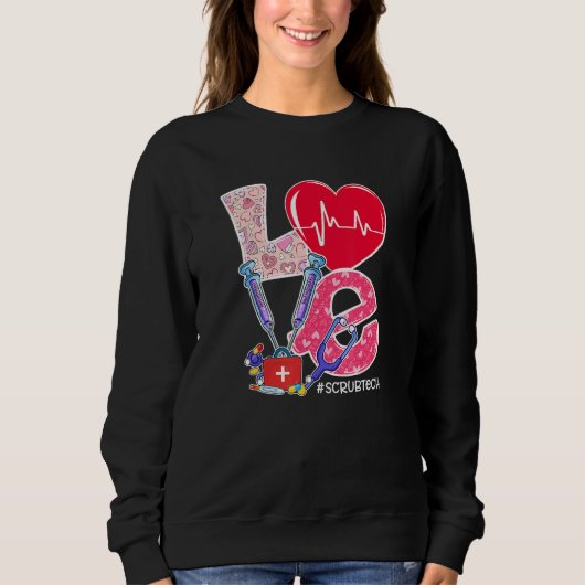 Sweatshirt Love Stethoscope Scrub Tech Vie Saint Valentin Nur (Devant)