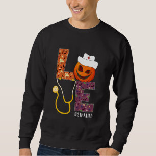 Sweatshirt Love STNA Nurse Life Nurse Halloween Citrouille Co