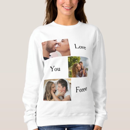 Sweatshirt Love You Forever Custom 3 Photo et nom Couples (Devant)