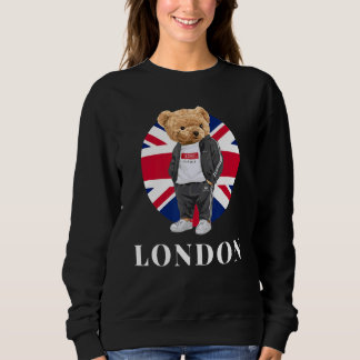 Sweatshirt Love Yourself, Illustration London Teddy Bear avec