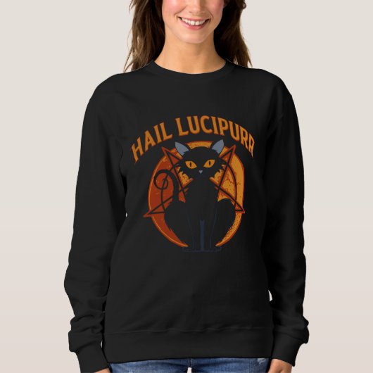 Sweatshirt Lucipurr Satanic Baphomet Occult Gothic Demon Cat (Devant)