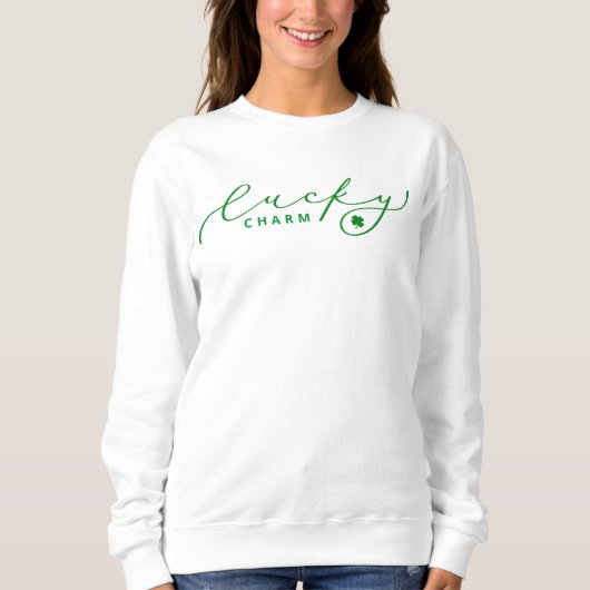 Sweatshirt Lucky Charm St. Patrick's Day Cute Green Script (Devant)