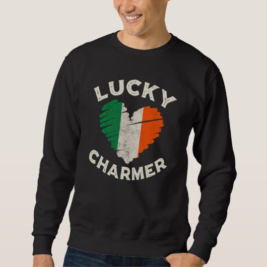 Sweatshirt Lucky Charmer Grunge Heart Irish Flag St Patrick's (Devant)