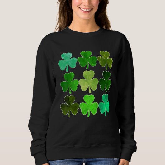 Sweatshirt Lucky Clover Green Shamrock Irish Funny st patrick (Devant)
