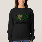 Sweatshirt Lucky Enseignant Shamrock Leopard Plaid St patrick (Devant)