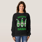 Sweatshirt Lucky Gnome St Patrick S Cute Trois Gnomes Holding (Devant entier)