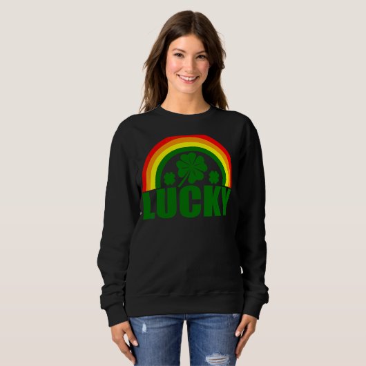Sweatshirt Lucky Irish Four Leaf C St Patrick's Day Rainbow (Devant entier)