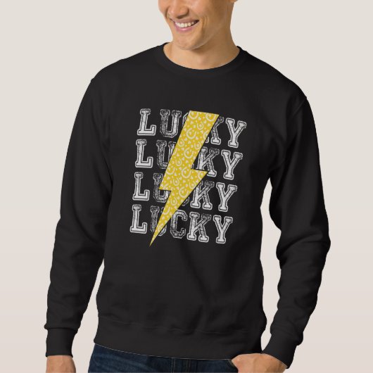 Sweatshirt Lucky Lightning Bolt St Patrick's Day C Horseshoe (Devant)