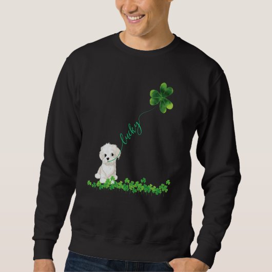 Sweatshirt Lucky Maltese Dog Shamrock St Patrick Day For Wome (Devant)