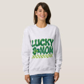 Sweatshirt Lucky Mom Shamrock Checkerboard St. Patrick's Day (Devant entier)