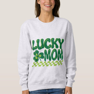 Sweatshirt Lucky Mom Shamrock Checkerboard St. Patrick's Day