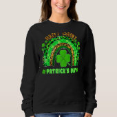 Sweatshirt Lucky Rainbow Leopard Patrick Day Funny Green Sham (Devant)